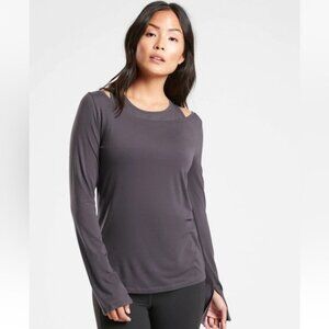 Athleta Women's Long Sleeve Tee - Dark Gray